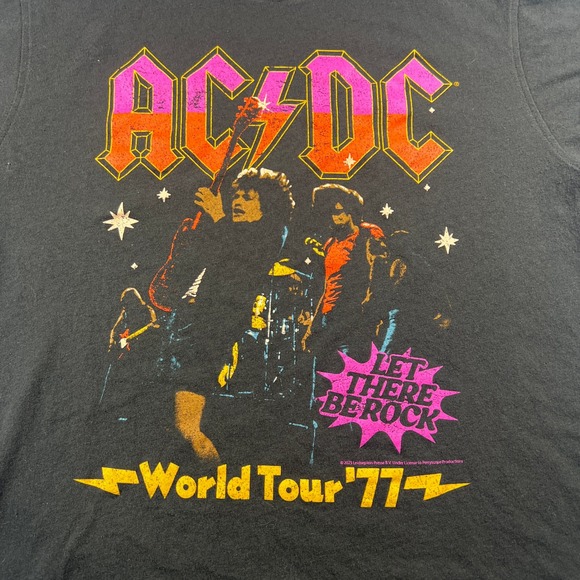 Old Navy AC DC Let There Be Rock 77 Tour Graphic Tee Mens Small Black - Picture 2 of 8